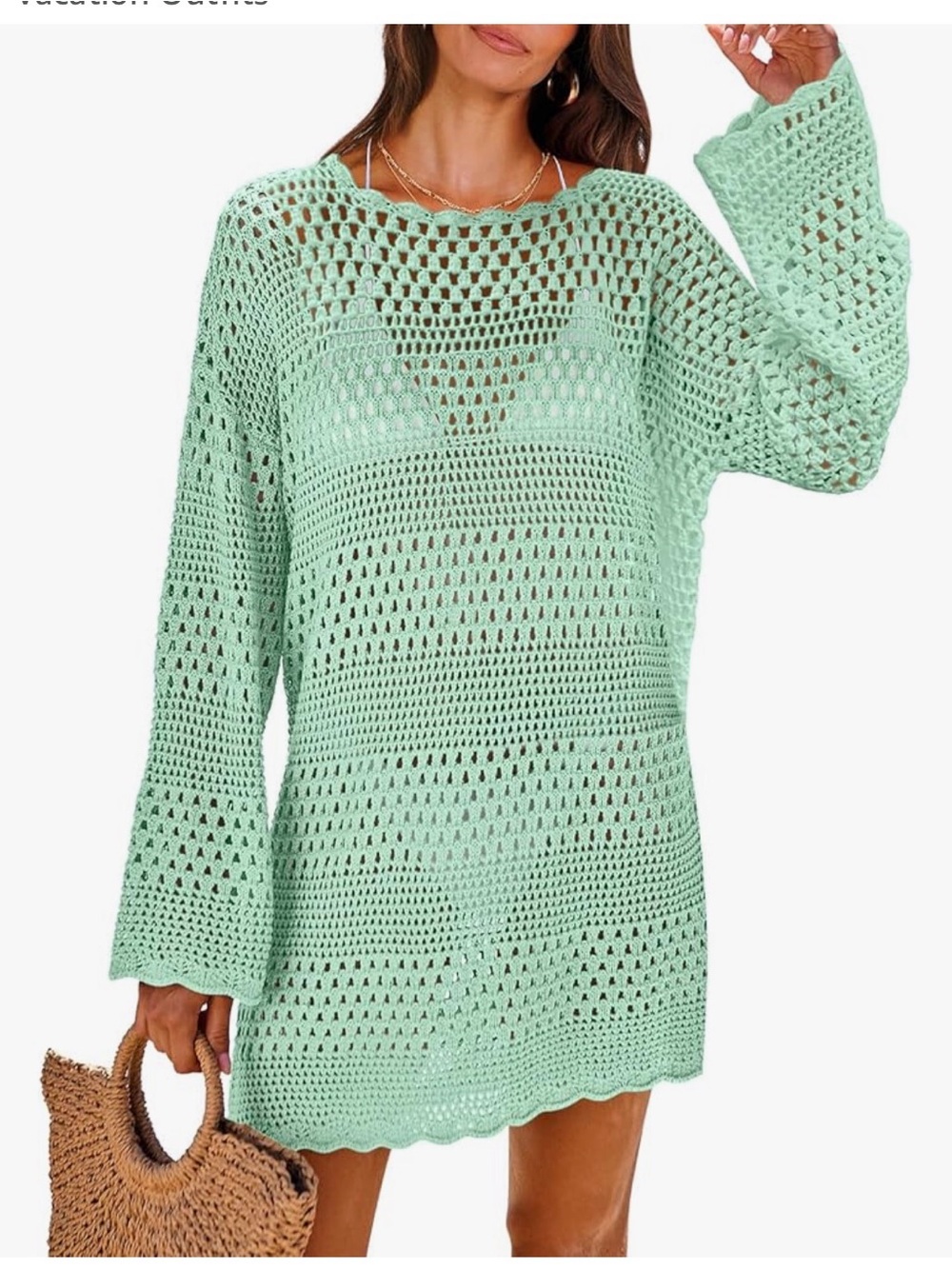 Mint Green Crochet Cover Up